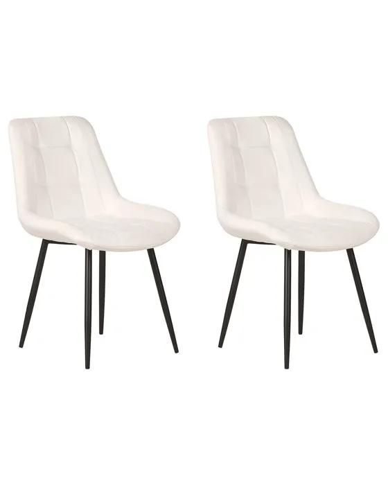 beliani dining chairs melrose velvet white cream 2 pack