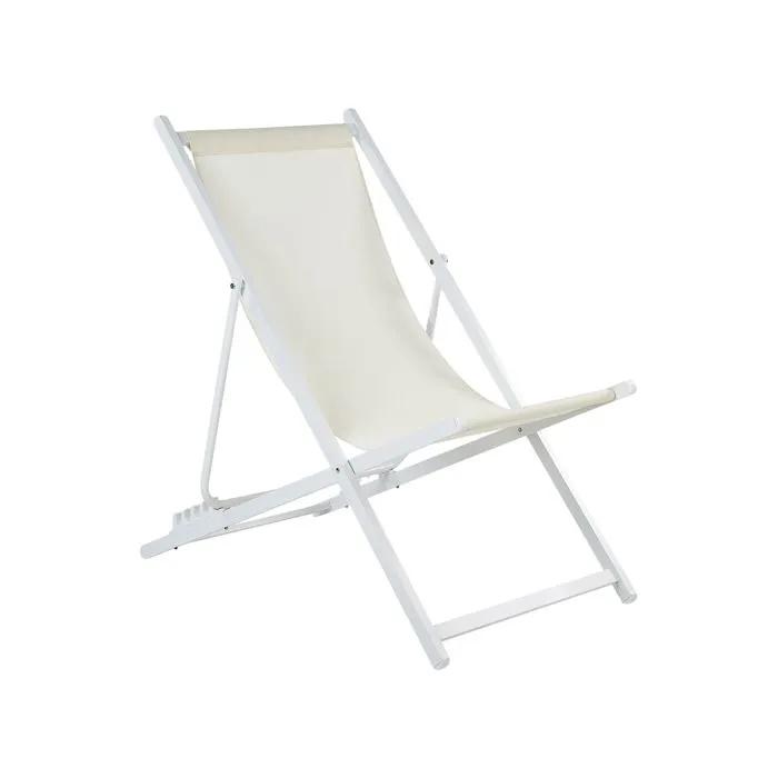 beliani deck chair locri ii adjustable beige/white