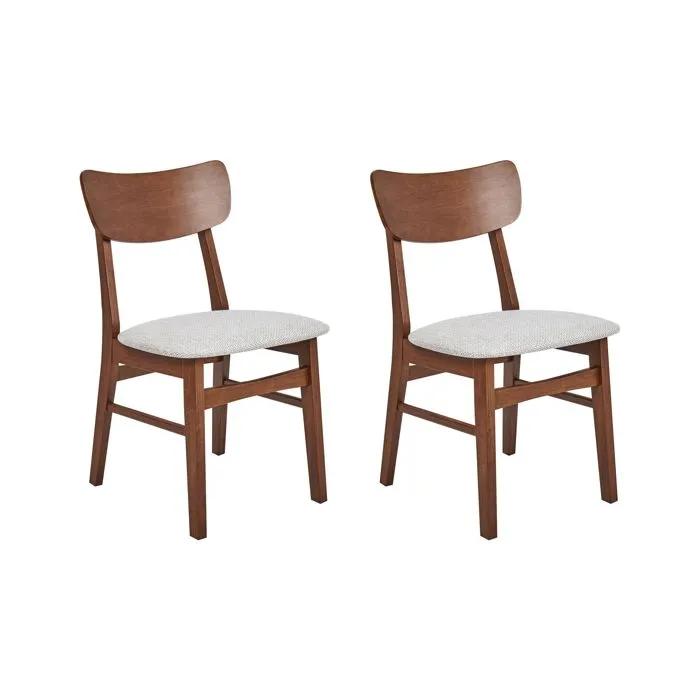 beliani dining room chairs anoka rubberwood grey 2 pack