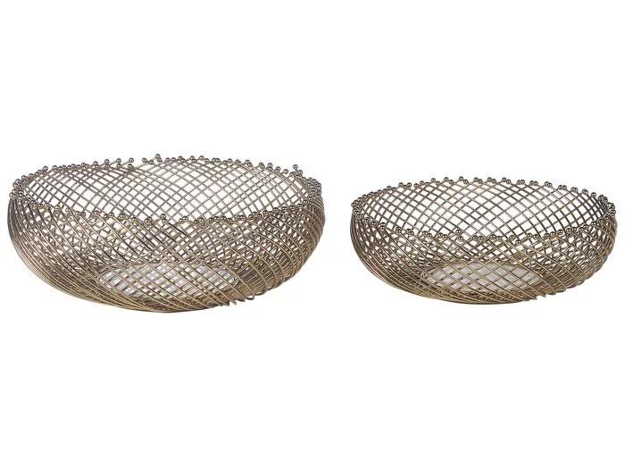 beliani decorative bowls baliung gold 2 pack