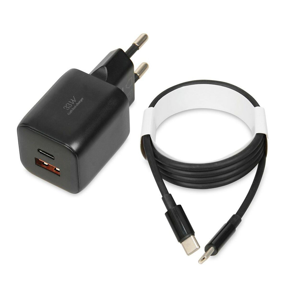 ibox wall charger c-42 gan pd33w usb-a and usb-c black
