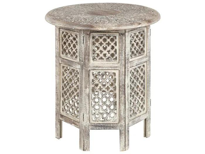 beliani side table santra mango wood vintage 53 cm