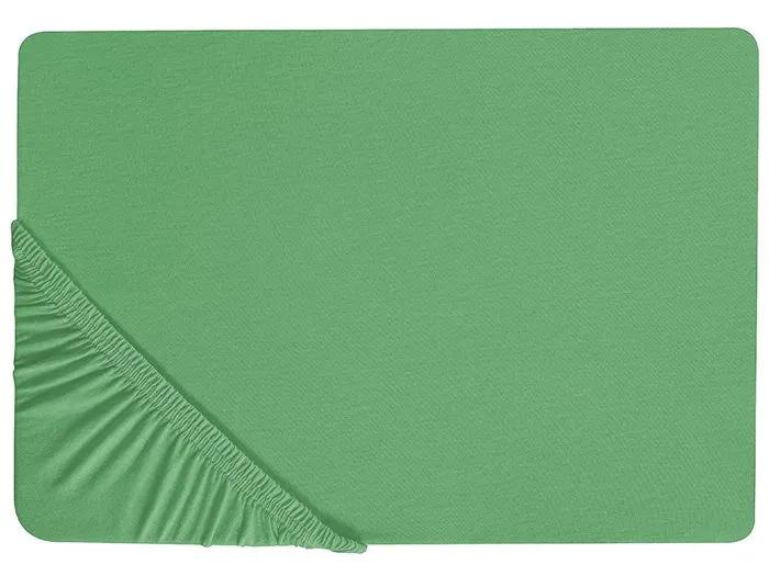 beliani fitted sheet janbu cotton green 140x200 cm