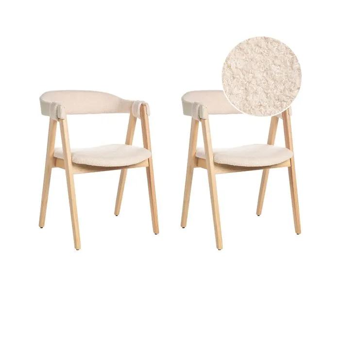 beliani dining chairs day boucle light beige 2 pack