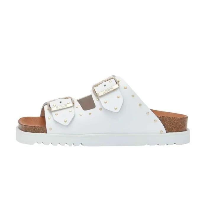 scholl sandals beatriz leather studs white 36