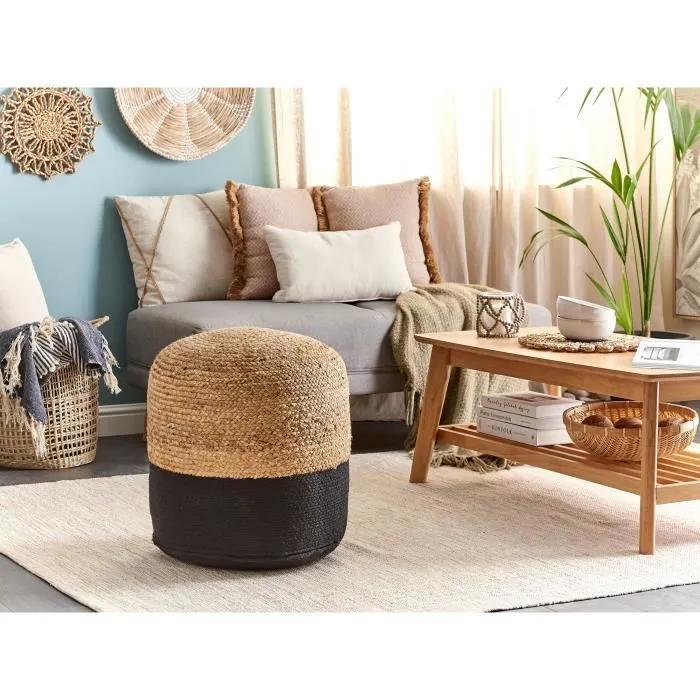 beliani pouf dalama black 46 cm