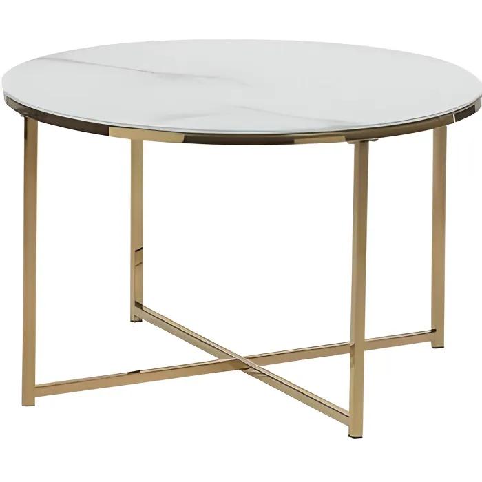 beliani coffee table quincy marble effect gold 70cm