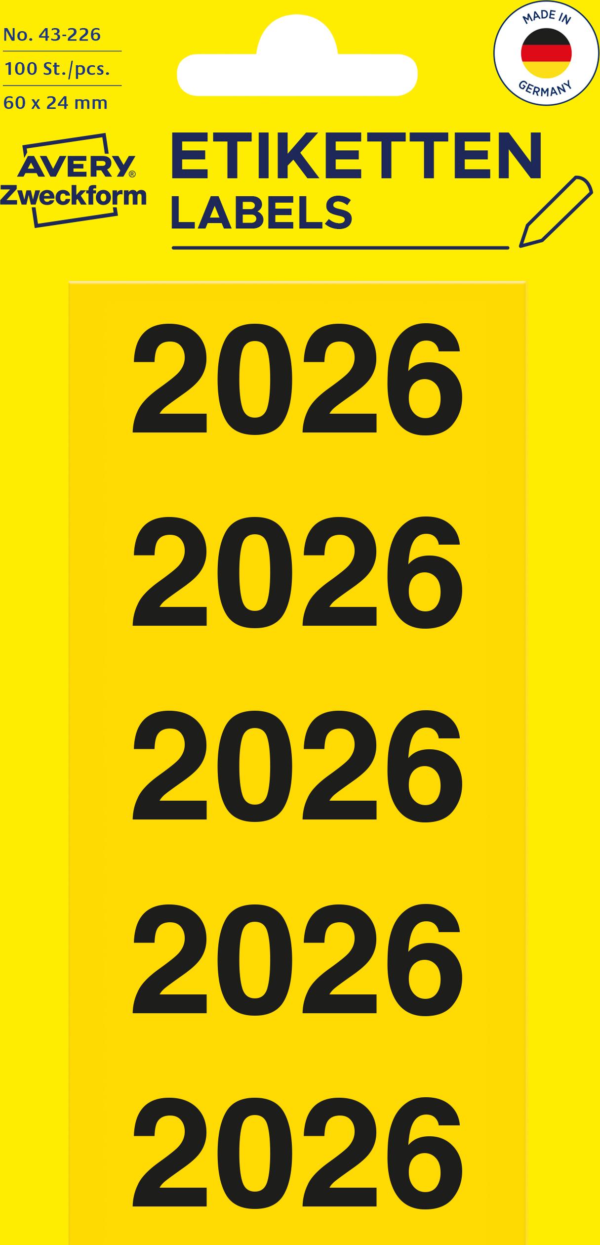 avery folder label 2026 yellow 100 pack