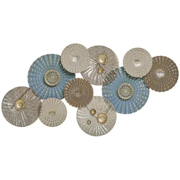 beliani wall decoration hassium metal blue/beige 90x48 cm