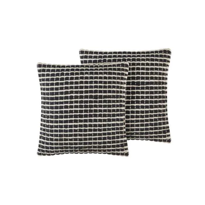 beliani decorative cushions yoncali black/cream 45x45 cm 2 pack