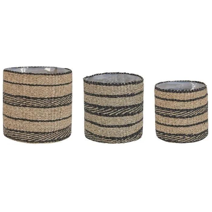 beliani flower pots rasbora natural 3 pack