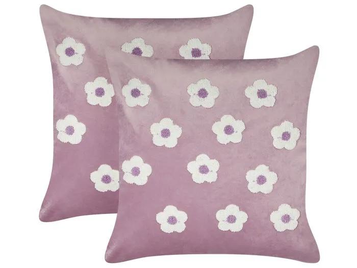 beliani decorative cushions echinacea velvet 45x45cm 2 pack