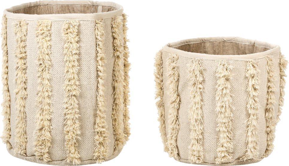 beliani storage basket kakki cotton beige 2 pack