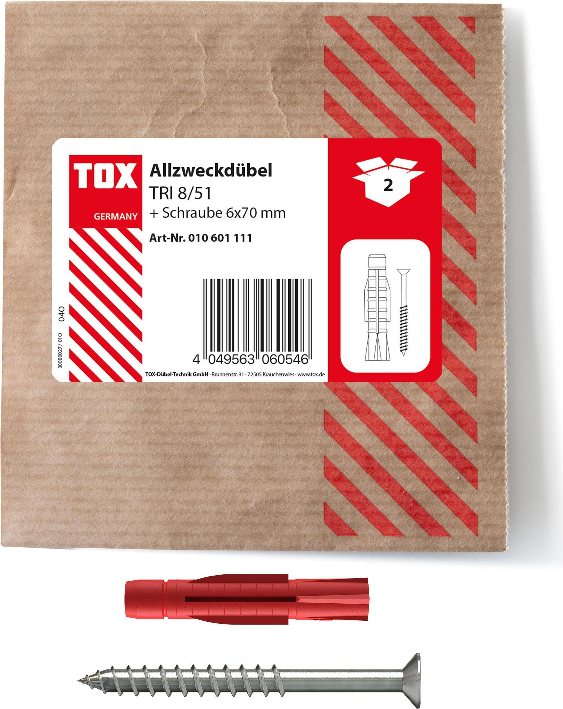 tox dowel screw set tri 8x51 mm 2 pcs