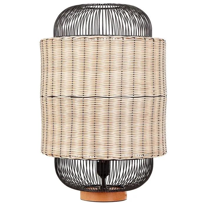 beliani table lamp tanganyika natural/black 40w