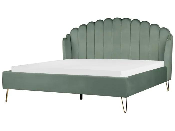 beliani bed frame ambillou green velvet 180x200 cm