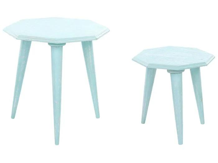 beliani side tables kanri light blue 2 pack
