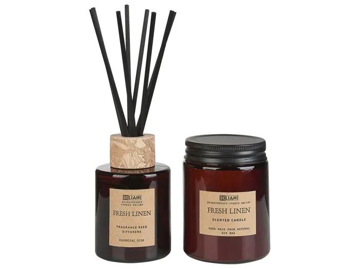 beliani scented candle and diffuser dark elegance 9cm brown