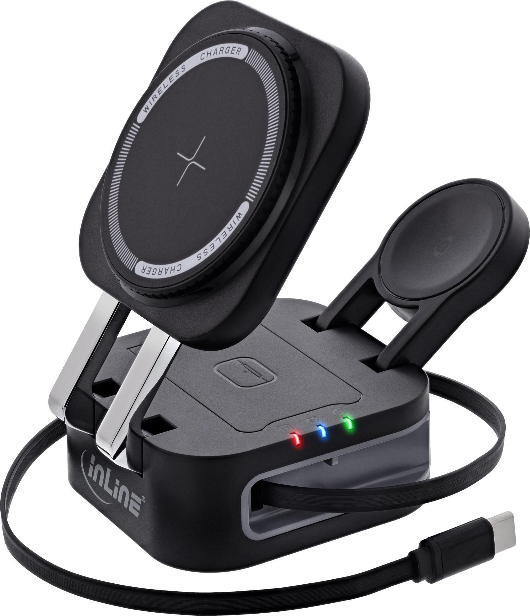 inline wireless charger 3in1 15w qi magsafe compatible 0.8m cable