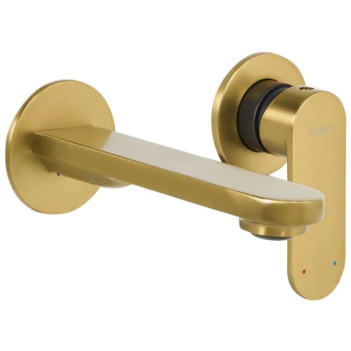 beliani wall-mounted faucet guatavia brass gold
