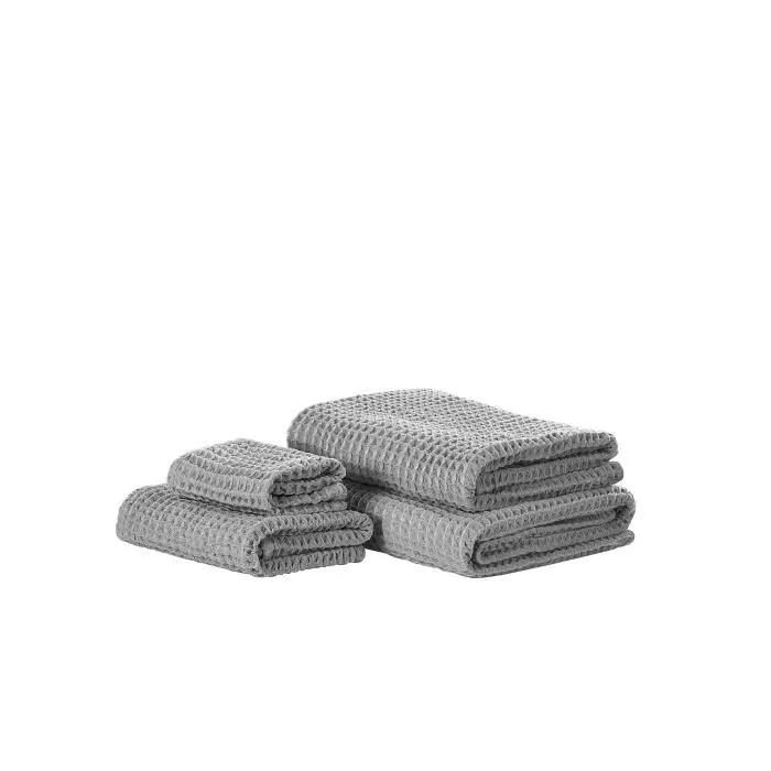 beliani bath towels set areora gray 4 piece