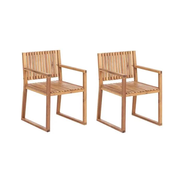 beliani garden chair sassari ii light wood 2 pack