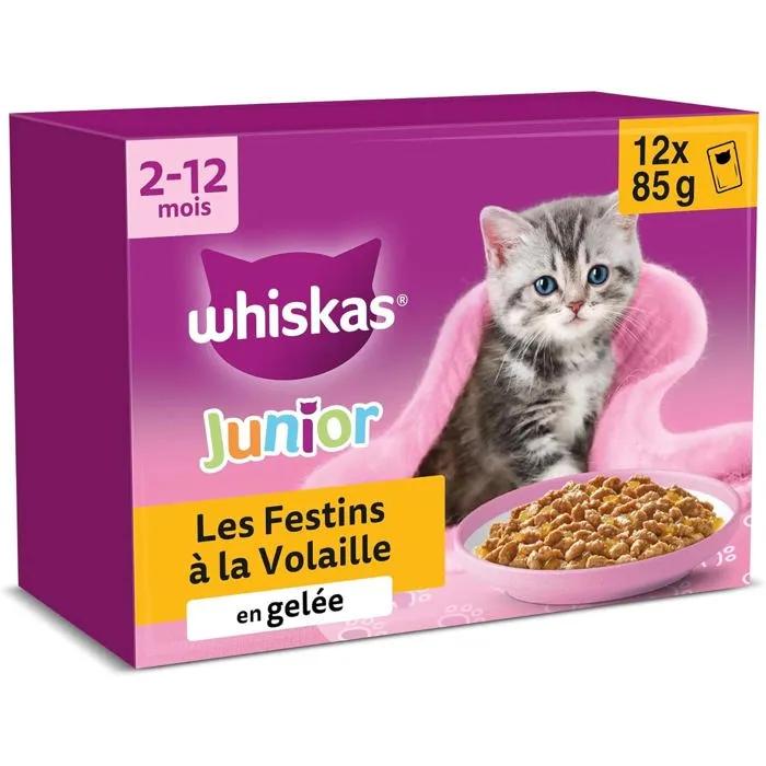 whiskas wet cat food junior poultry jelly 48 x 85g