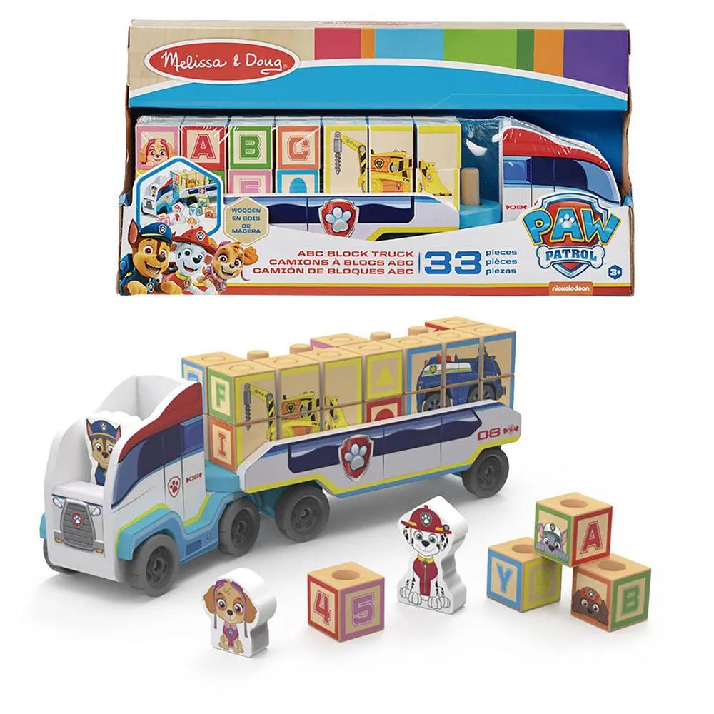 melissa & doug wooden block truck paw patrol abc 28 pieces