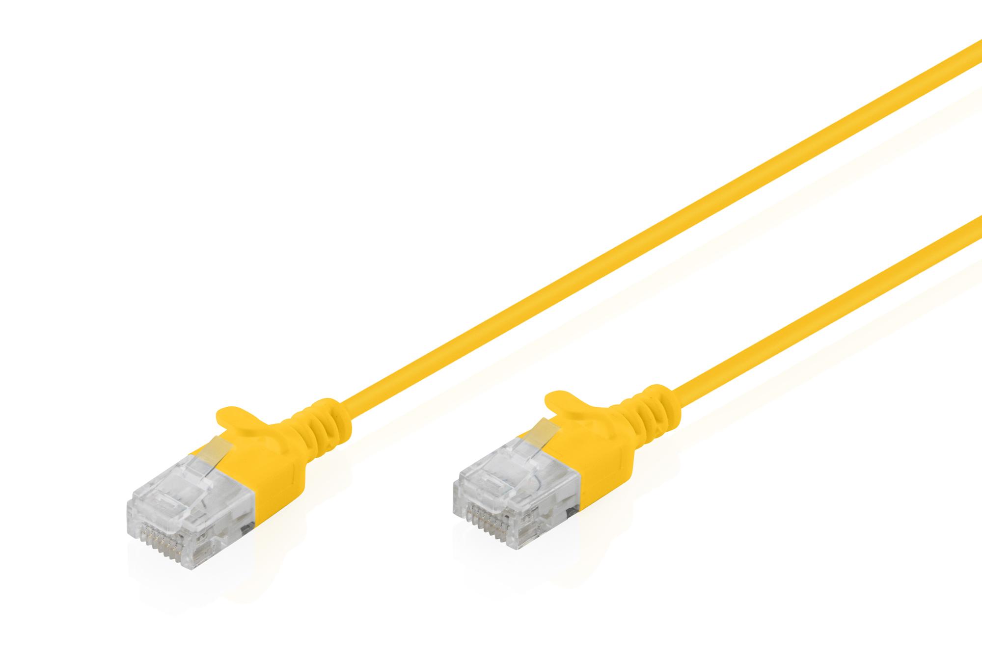digitus network cable cat 6 u-utp slim 0.3m yellow