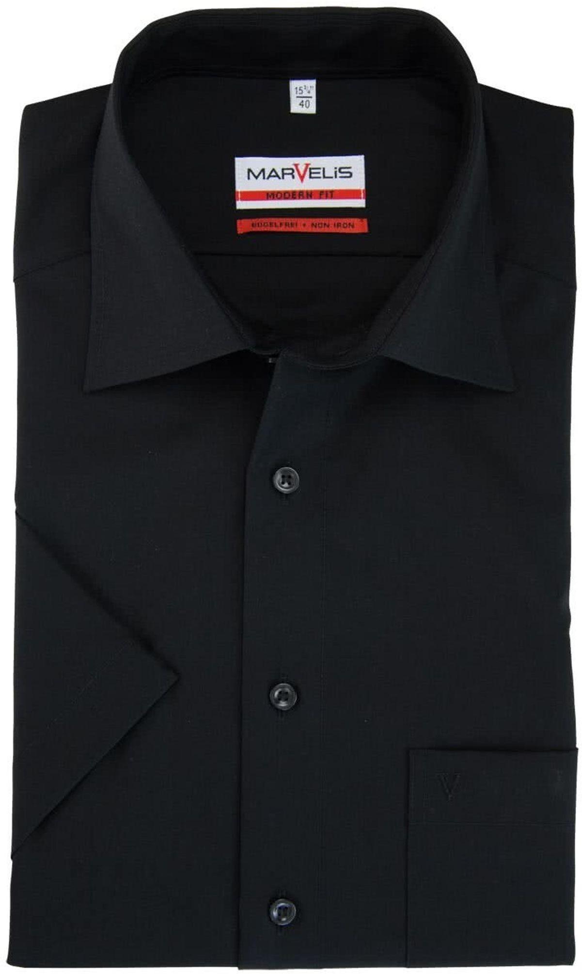 marvelis short-sleeved shirt modern fit black size 38