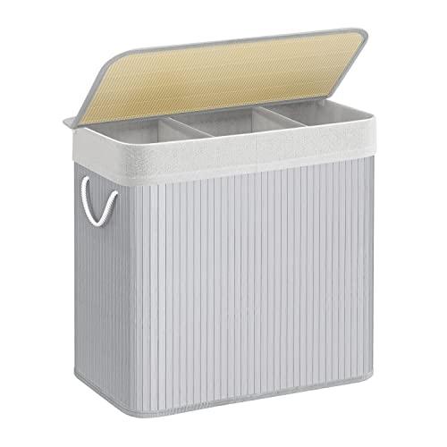 songmics laundry basket 3 compartments 150l gray