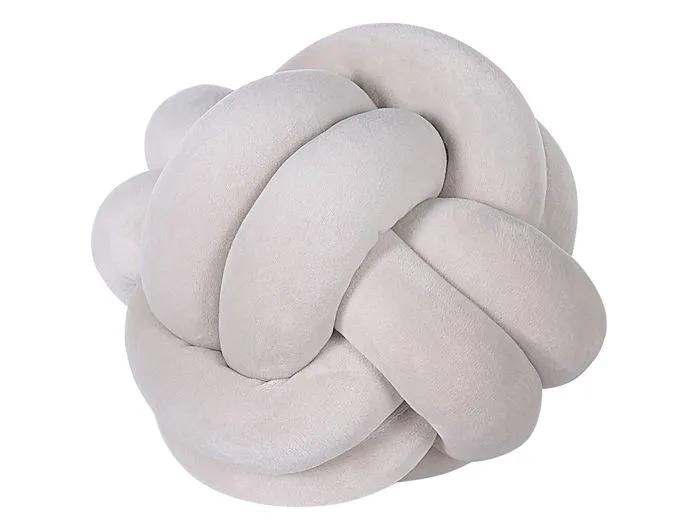 beliani decorative cushion malni knot grey 20x20cm