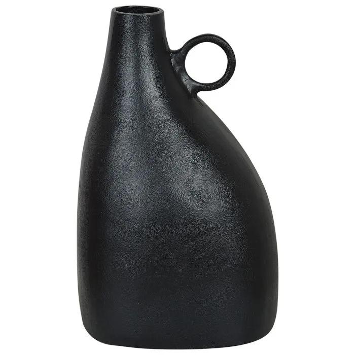 beliani decorative vase narbada aluminum black 36cm