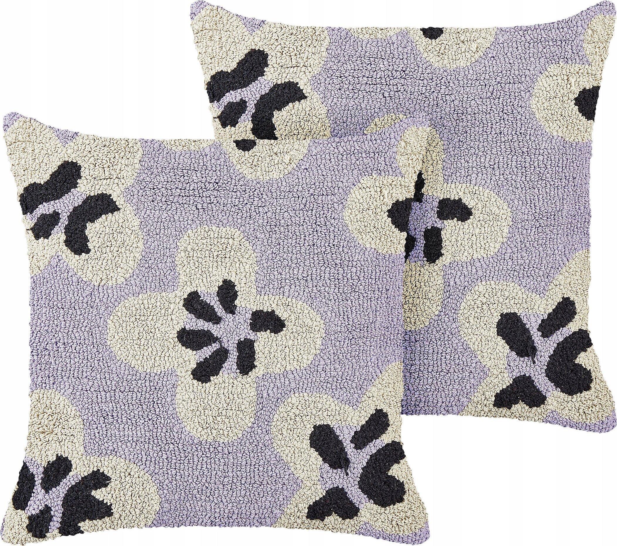 beliani decorative pillows soapwort purple 45x45 cm 2 pack