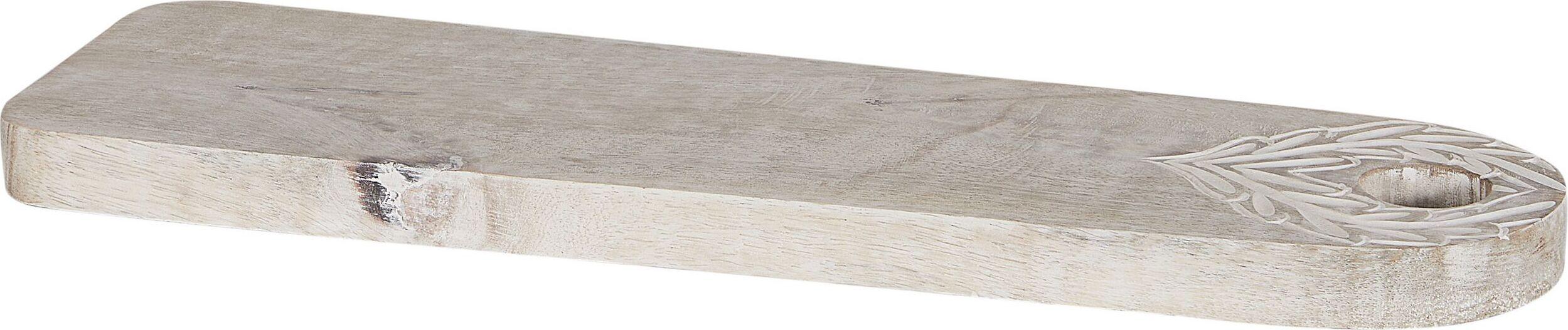 beliani serving tray asuan mango wood white finish 41x12x2 cm