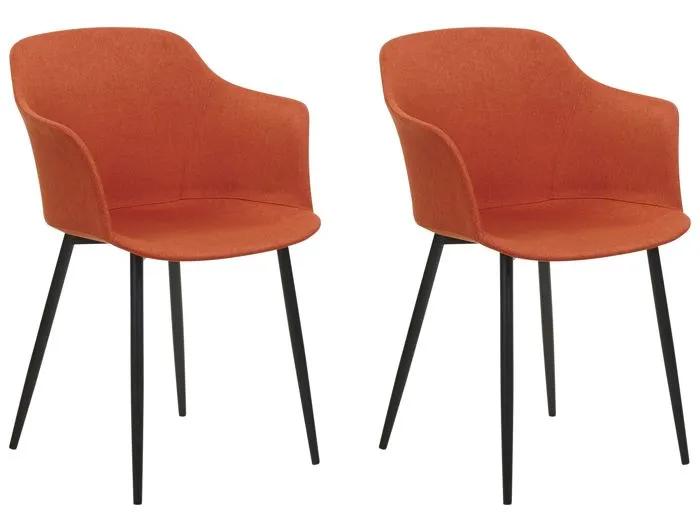 beliani dining chairs elim orange 2 pack