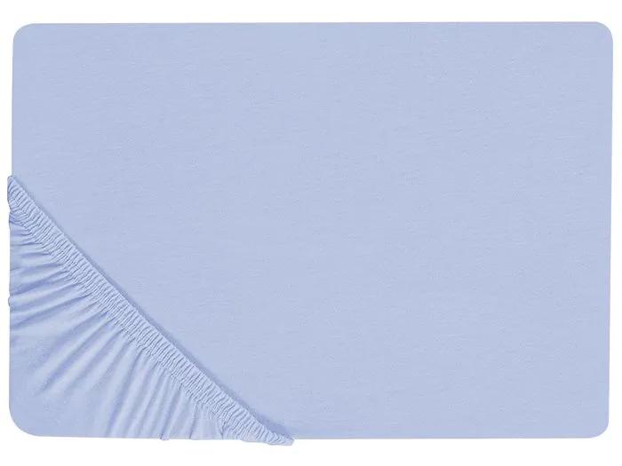 beliani fitted sheet janbu cotton 160x200cm light blue