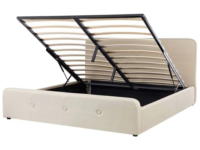 beliani upholstered bed rennes beige 180x200 cm