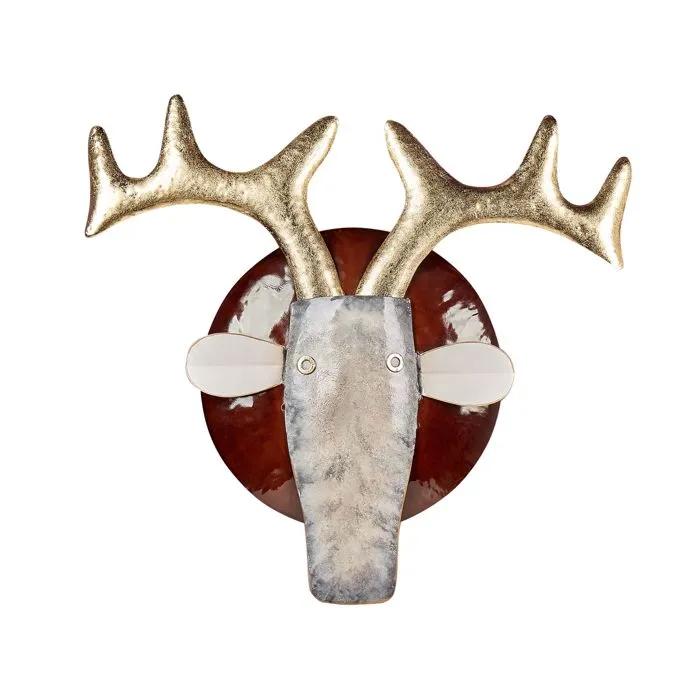 beliani wall decoration animal head fluorine metal multicolor 54 cm
