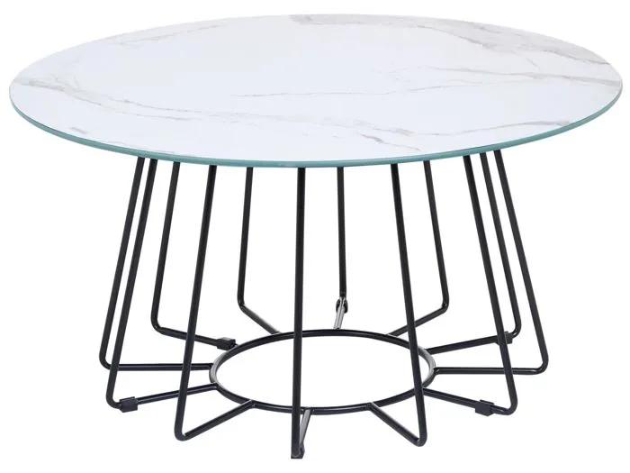 beliani coffee table bernie marble effect white 80cm