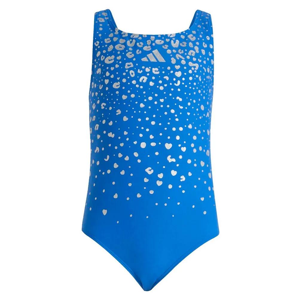 adidas swimsuit glitter v-back blue 3/4 years