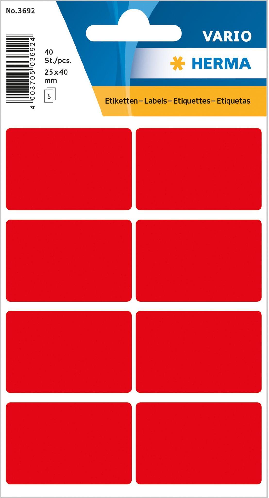 herma labels multi-purpose 26x40mm red 40 pack