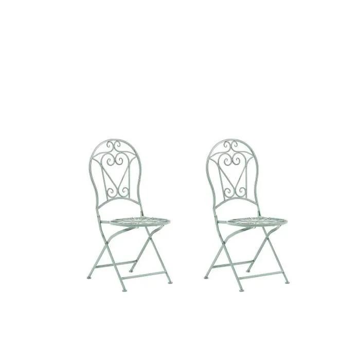 beliani garden chairs set of 2 green metal
