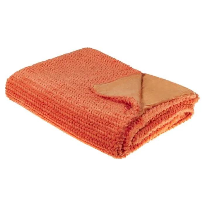 beliani blanket bjas orange 150x200cm