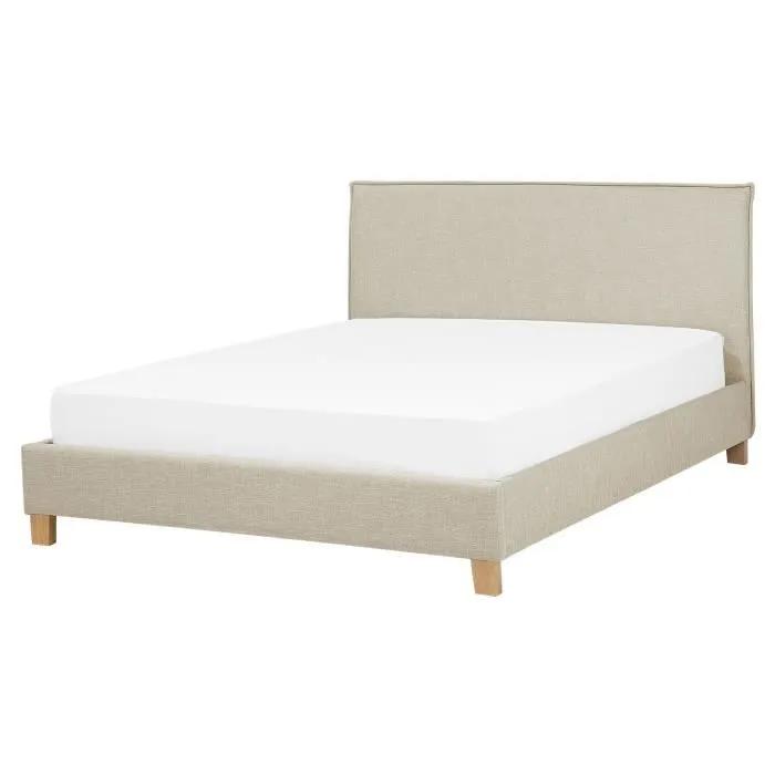beliani double bed sennez beige 160x200cm