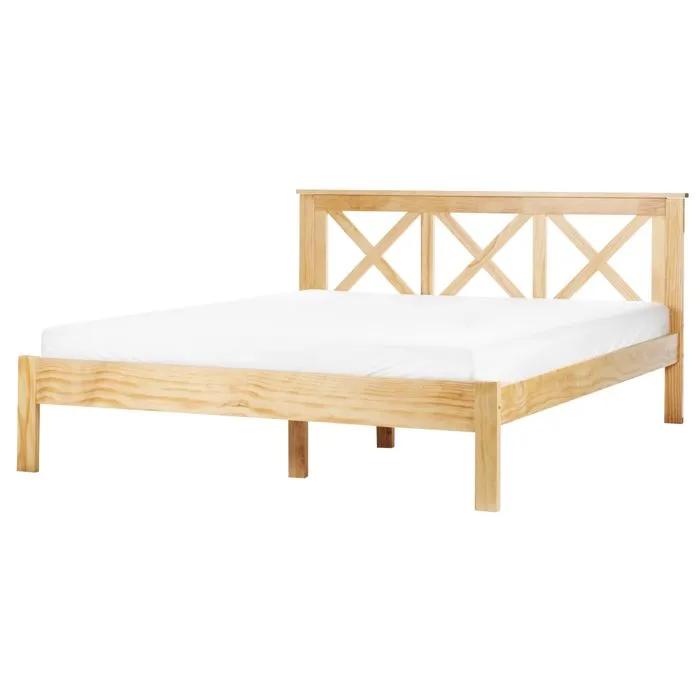 beliani double bed tannay pine wood 160x200 cm