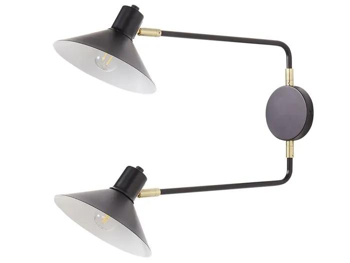 beliani wall lamp kadassa black steel 2 lights