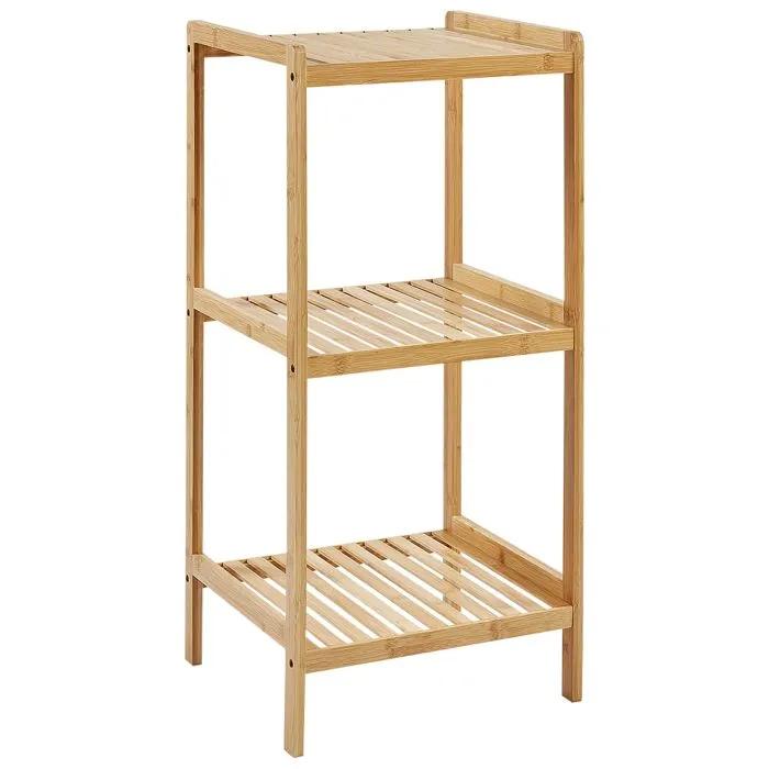 beliani bathroom shelf baxley bamboo light brown 3 shelves