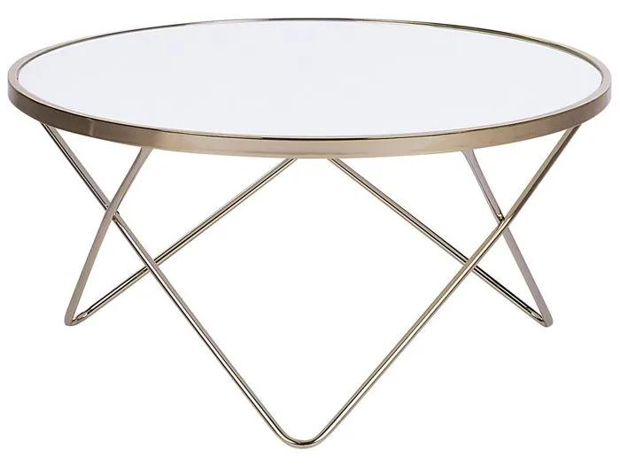 beliani coffee table meridian white/gold tempered glass 80x80 cm