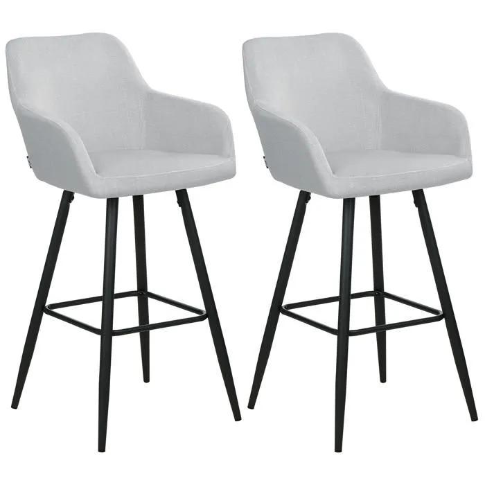 beliani bar stools casmalia light gray velvet 2 pack